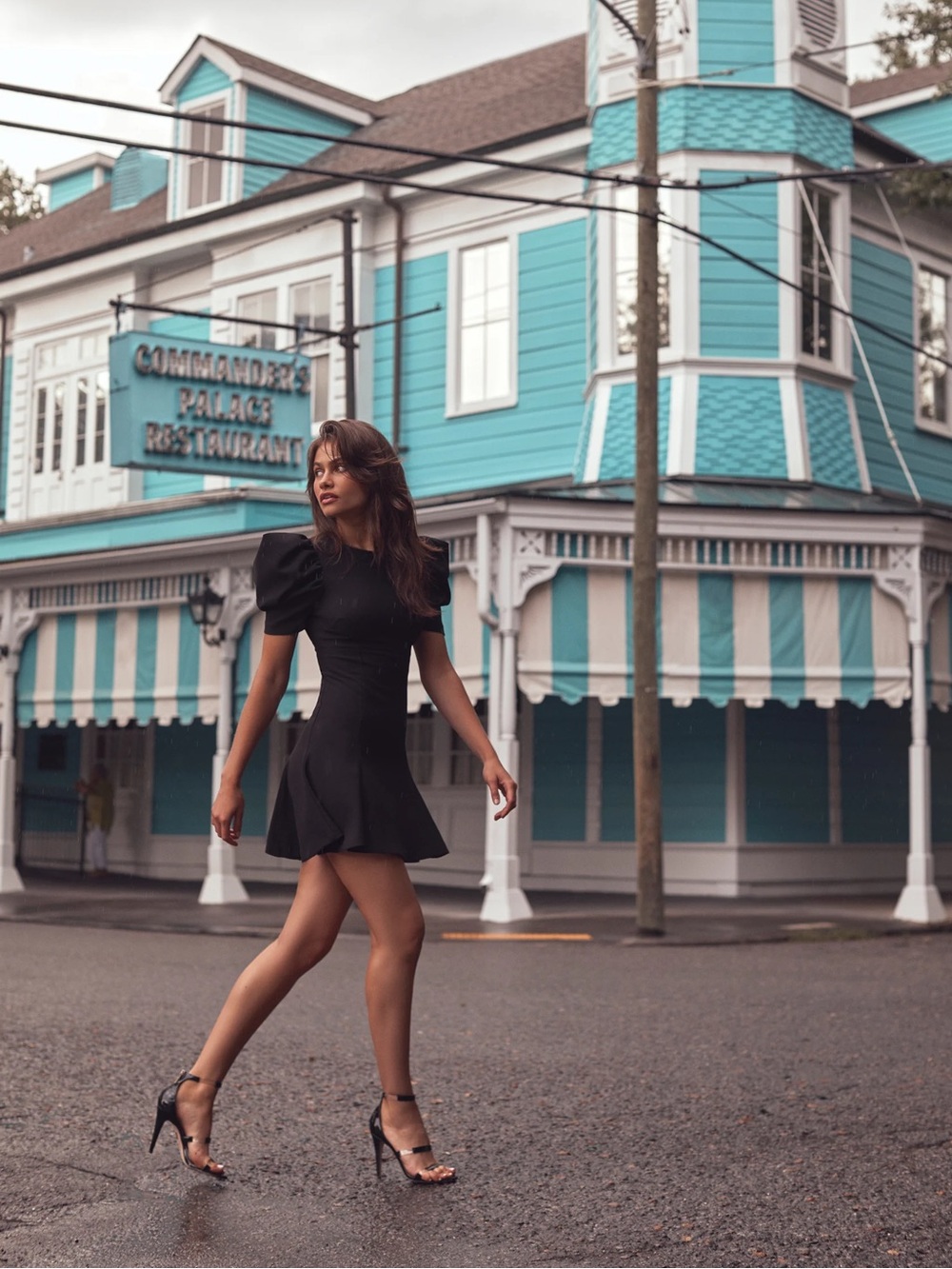LIKELY 0 Black Alia Puff-Sleeve Fit & Flare Dress Crepe